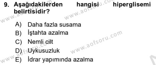 Yaşlılarda Görülebilecek Sorunlar Ve Bakım Hizmetleri Dersi 2023 - 2024 Yılı (Final) Dönem Sonu Sınavı 9. Soru