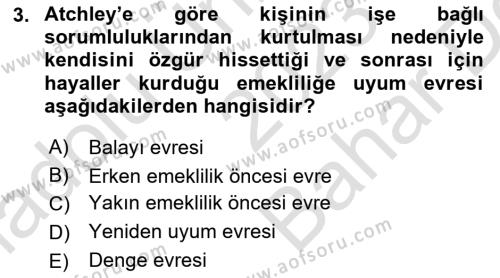 Psiko-Sosyal Rehabilitasyon Dersi 2023 - 2024 Yılı (Vize) Ara Sınavı 3. Soru