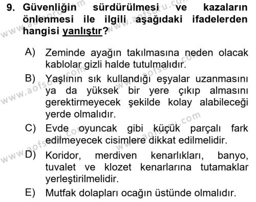 Psiko-Sosyal Rehabilitasyon Dersi 2023 - 2024 Yılı (Vize) Ara Sınavı 9. Soru