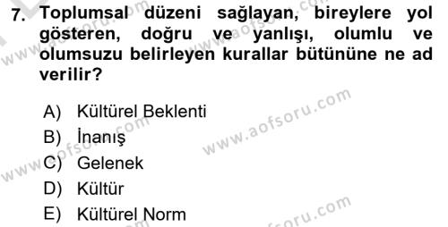 Psiko-Sosyal Rehabilitasyon Dersi 2023 - 2024 Yılı (Final) Dönem Sonu Sınavı 7. Soru