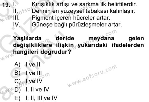 Yaşlı Psikolojisi Dersi 2019 - 2020 Yılı (Vize) Ara Sınavı 19. Soru