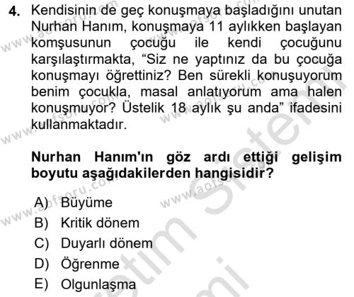 Yaşlı Psikolojisi Dersi 2019 - 2020 Yılı (Vize) Ara Sınavı 4. Soru