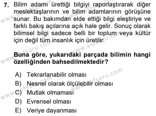 Yaşlı Psikolojisi Dersi 2021 - 2022 Yılı Yaz Okulu Sınavı 7. Soru