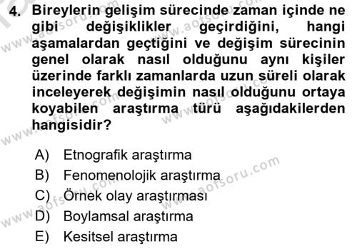 Yaşlı Psikolojisi Dersi 2022 - 2023 Yılı (Vize) Ara Sınavı 4. Soru