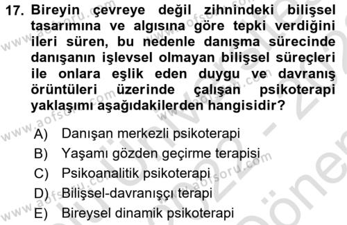 Yaşlı Psikolojisi Dersi 2022 - 2023 Yılı (Final) Dönem Sonu Sınavı 17. Soru