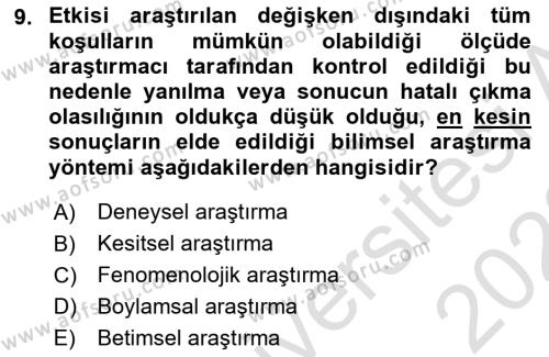 Yaşlı Psikolojisi Dersi 2022 - 2023 Yılı (Final) Dönem Sonu Sınavı 9. Soru