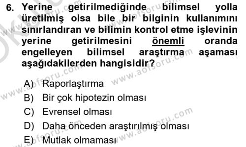 Yaşlı Psikolojisi Dersi 2022 - 2023 Yılı Yaz Okulu Sınavı 6. Soru