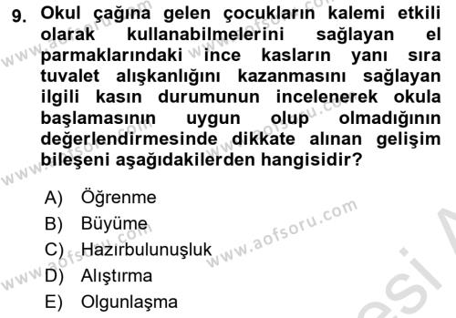 Yaşlı Psikolojisi Dersi 2023 - 2024 Yılı (Vize) Ara Sınavı 9. Soru