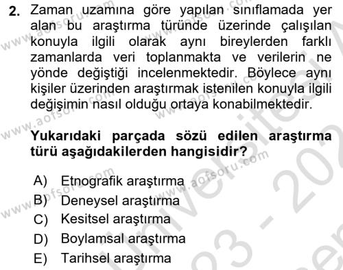 Yaşlı Psikolojisi Dersi 2023 - 2024 Yılı (Final) Dönem Sonu Sınavı 2. Soru