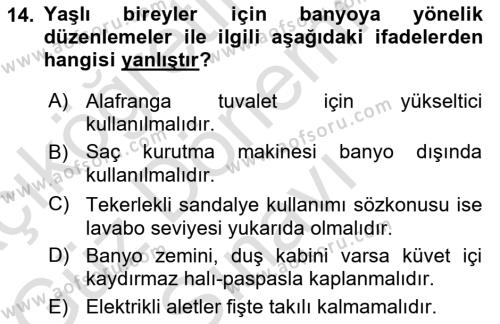 Fiziksel Rehabilitasyon Dersi 2022 - 2023 Yılı (Final) Dönem Sonu Sınavı 14. Soru