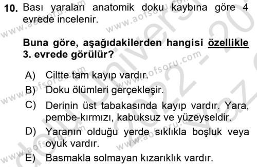 Fiziksel Rehabilitasyon Dersi 2022 - 2023 Yılı Yaz Okulu Sınavı 10. Soru