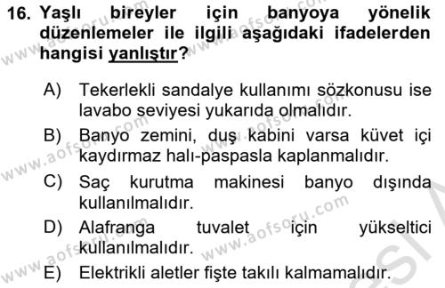 Fiziksel Rehabilitasyon Dersi 2022 - 2023 Yılı Yaz Okulu Sınavı 16. Soru