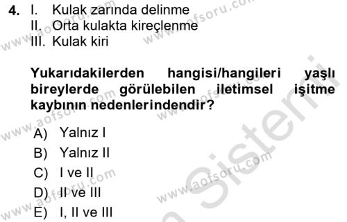 Fiziksel Rehabilitasyon Dersi 2022 - 2023 Yılı Yaz Okulu Sınavı 4. Soru