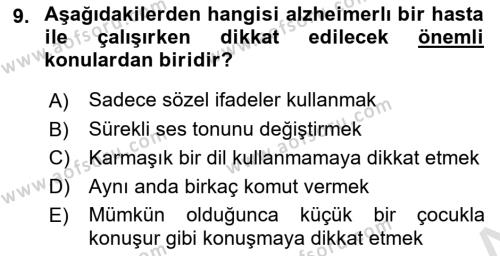 Fiziksel Rehabilitasyon Dersi 2022 - 2023 Yılı Yaz Okulu Sınavı 9. Soru