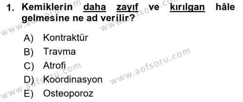 Fiziksel Rehabilitasyon Dersi 2023 - 2024 Yılı (Vize) Ara Sınavı 1. Soru