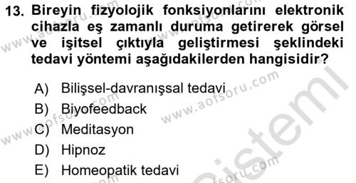 Fiziksel Rehabilitasyon Dersi 2023 - 2024 Yılı (Vize) Ara Sınavı 13. Soru