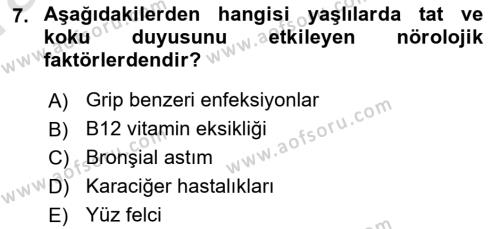 Fiziksel Rehabilitasyon Dersi 2023 - 2024 Yılı (Vize) Ara Sınavı 7. Soru