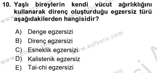 Fiziksel Rehabilitasyon Dersi 2023 - 2024 Yılı Yaz Okulu Sınavı 10. Soru