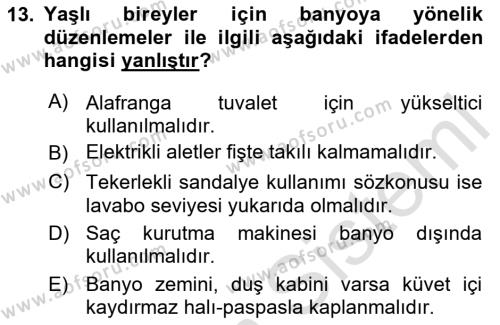 Fiziksel Rehabilitasyon Dersi 2023 - 2024 Yılı Yaz Okulu Sınavı 13. Soru