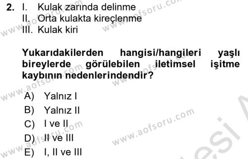 Fiziksel Rehabilitasyon Dersi 2023 - 2024 Yılı Yaz Okulu Sınavı 2. Soru