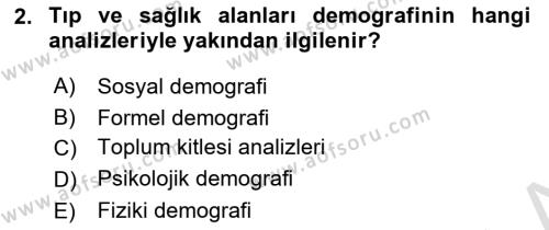 Temel Gerontoloji Dersi 2019 - 2020 Yılı (Final) Dönem Sonu Sınavı 2. Soru