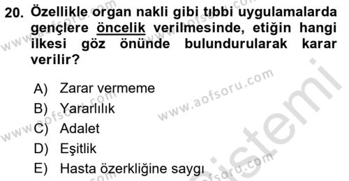 Temel Gerontoloji Dersi 2019 - 2020 Yılı (Final) Dönem Sonu Sınavı 20. Soru