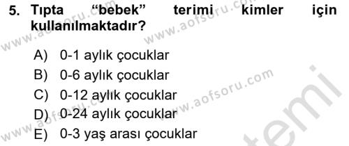 Temel Gerontoloji Dersi 2020 - 2021 Yılı Yaz Okulu Sınavı 5. Soru