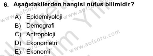 Temel Gerontoloji Dersi 2020 - 2021 Yılı Yaz Okulu Sınavı 6. Soru