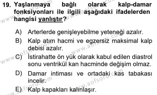 Temel Gerontoloji Dersi 2021 - 2022 Yılı (Vize) Ara Sınavı 19. Soru