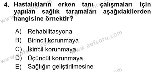 Temel Gerontoloji Dersi 2021 - 2022 Yılı (Vize) Ara Sınavı 4. Soru