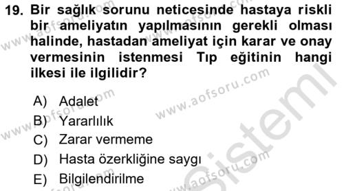 Temel Gerontoloji Dersi 2021 - 2022 Yılı (Final) Dönem Sonu Sınavı 19. Soru