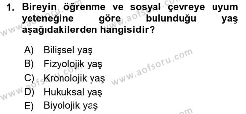 Temel Gerontoloji Dersi 2021 - 2022 Yılı Yaz Okulu Sınavı 1. Soru