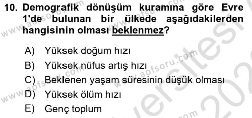 Temel Gerontoloji Dersi 2022 - 2023 Yılı (Vize) Ara Sınavı 10. Soru