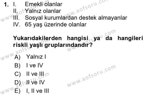 Temel Gerontoloji Dersi 2022 - 2023 Yılı Yaz Okulu Sınavı 1. Soru