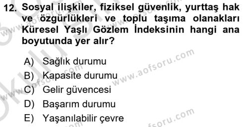 Temel Gerontoloji Dersi 2022 - 2023 Yılı Yaz Okulu Sınavı 12. Soru