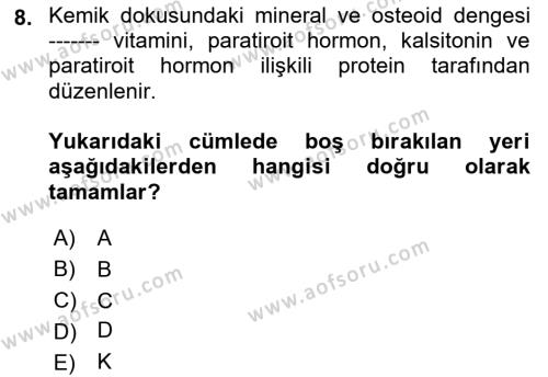 Temel Gerontoloji Dersi 2022 - 2023 Yılı Yaz Okulu Sınavı 8. Soru