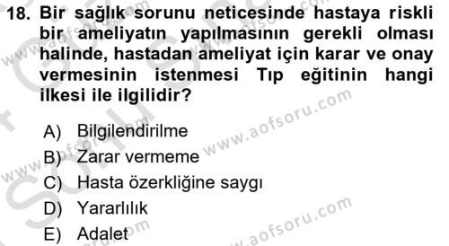 Temel Gerontoloji Dersi 2023 - 2024 Yılı (Final) Dönem Sonu Sınavı 18. Soru