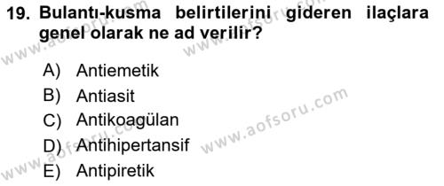 Yaşlı Bakımı İlke Ve Uygulamaları Dersi 2018 - 2019 Yılı 3 Ders Sınavı 19. Soru