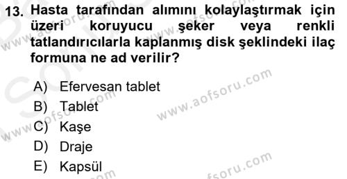 Yaşlı Bakımı İlke Ve Uygulamaları Dersi 2018 - 2019 Yılı (Final) Dönem Sonu Sınavı 13. Soru