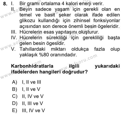 Yaşlı Bakımı İlke Ve Uygulamaları Dersi 2023 - 2024 Yılı (Vize) Ara Sınavı 8. Soru