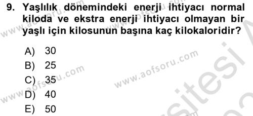 Yaşlı Bakımı İlke Ve Uygulamaları Dersi 2023 - 2024 Yılı (Vize) Ara Sınavı 9. Soru