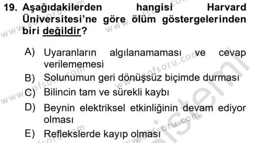 Yaşlı Bakımı İlke Ve Uygulamaları Dersi 2023 - 2024 Yılı (Final) Dönem Sonu Sınavı 19. Soru