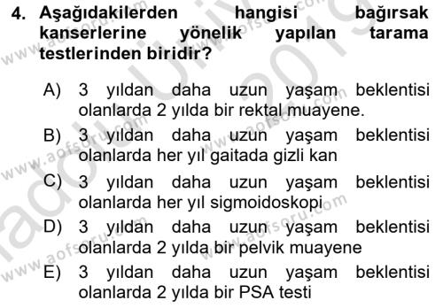 Evde Yaşlı Bakım Hizmetleri Dersi 2018 - 2019 Yılı 3 Ders Sınavı 4. Soru