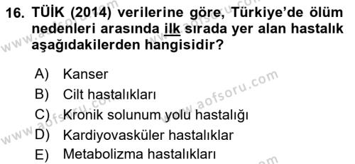 Evde Yaşlı Bakım Hizmetleri Dersi 2018 - 2019 Yılı (Vize) Ara Sınavı 16. Soru