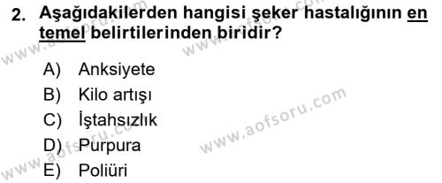 Evde Yaşlı Bakım Hizmetleri Dersi 2018 - 2019 Yılı (Vize) Ara Sınavı 2. Soru