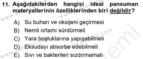 Evde Yaşlı Bakım Hizmetleri Dersi 2018 - 2019 Yılı (Final) Dönem Sonu Sınavı 11. Soru