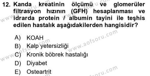 Evde Yaşlı Bakım Hizmetleri Dersi 2023 - 2024 Yılı (Vize) Ara Sınavı 12. Soru