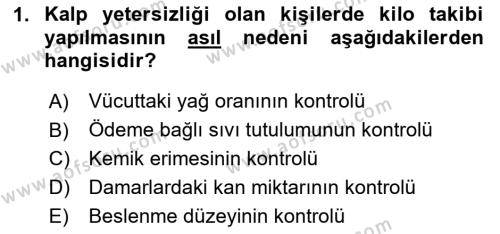 Evde Yaşlı Bakım Hizmetleri Dersi 2023 - 2024 Yılı (Final) Dönem Sonu Sınavı 1. Soru