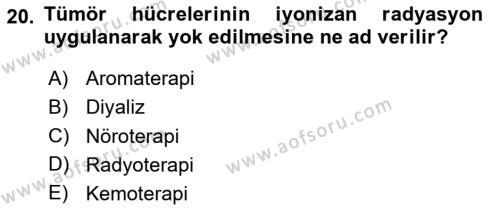 Evde Yaşlı Bakım Hizmetleri Dersi 2023 - 2024 Yılı (Final) Dönem Sonu Sınavı 20. Soru