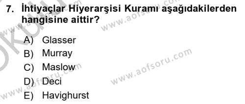 Yaşlılarda Çatışma Ve Stres Yönetimi 1 Dersi 2018 - 2019 Yılı Yaz Okulu Sınavı 7. Soru